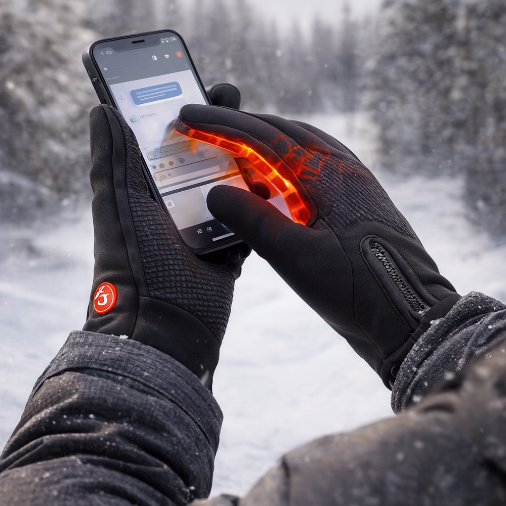 Unisex electric heated winter gloves with touchscreen, perfect for cold weather outdoor sports.