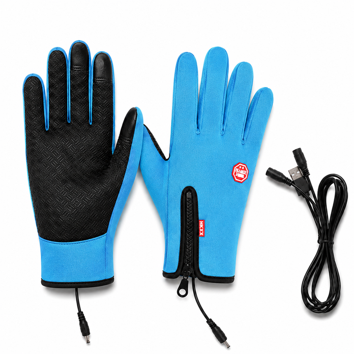 Comfortable electric heated winter gloves with touchscreen, USB heating for prolonged outdoor activities.