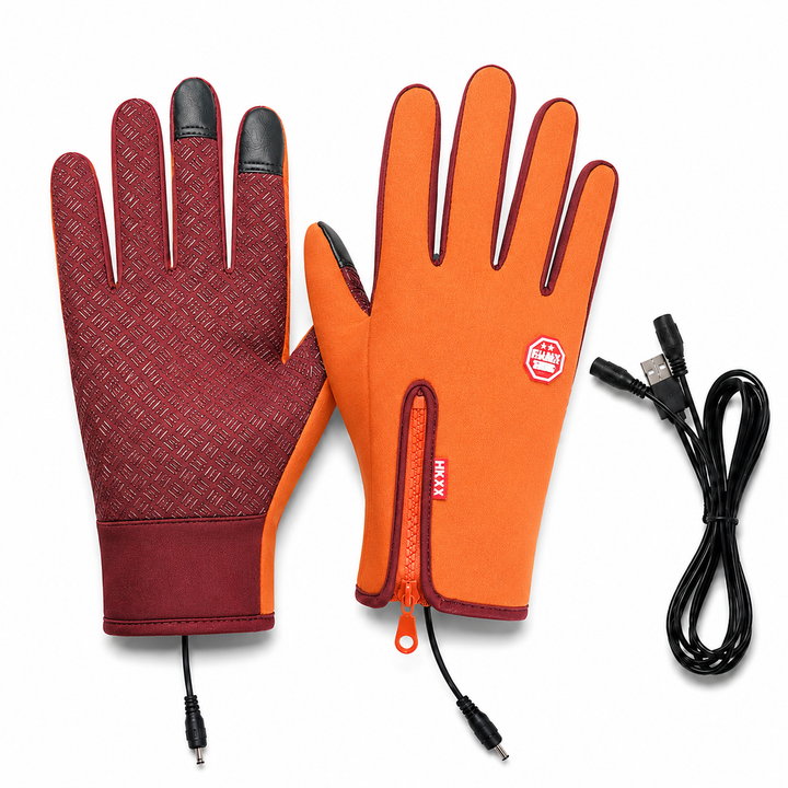 Durable electric heated gloves, waterproof, windproof, touchscreen, offering protection for harsh winters.