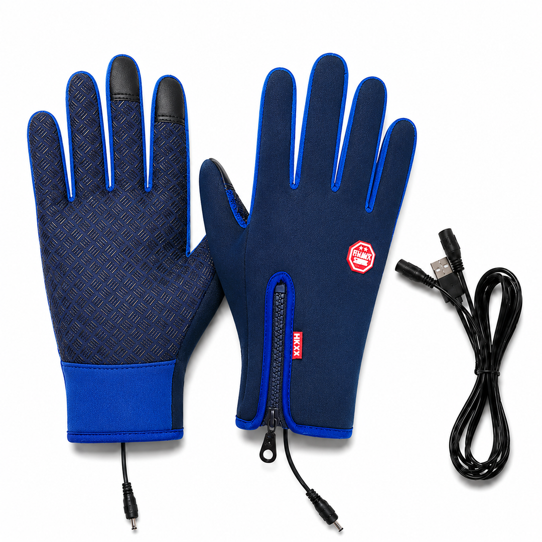 Protect hands with unisex electric heated winter gloves, touchscreen enabled, windproof & waterproof.