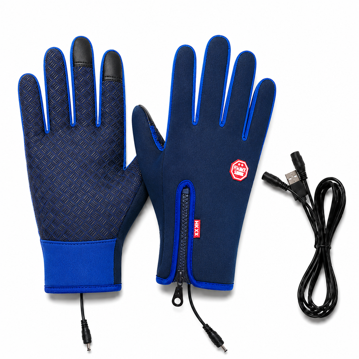 Protect hands with unisex electric heated winter gloves, touchscreen enabled, windproof & waterproof.