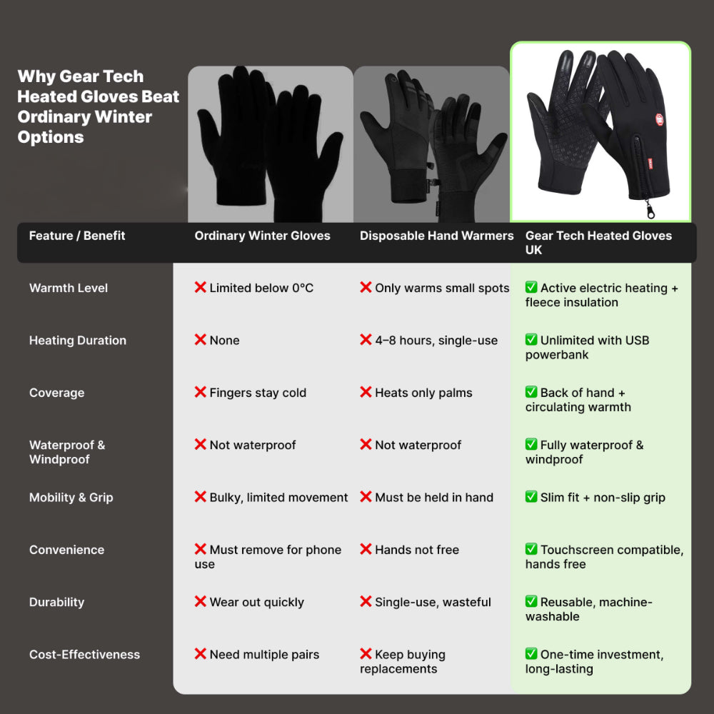 Unisex electric heated winter gloves, touchscreen compatible, providing ultimate cold weather protection.