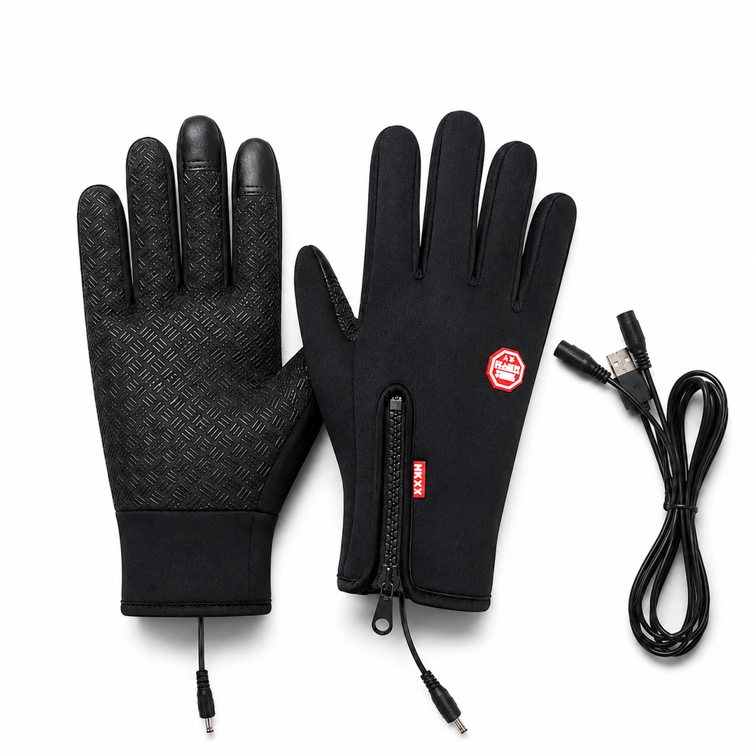 Touchscreen electric heated gloves, thermal & waterproof, designed for ultimate warmth in winter.
