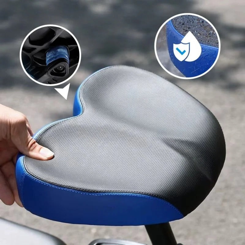 Unisex ergonomic wide bike seat with advanced shock absorption for ultimate cycling comfort.
