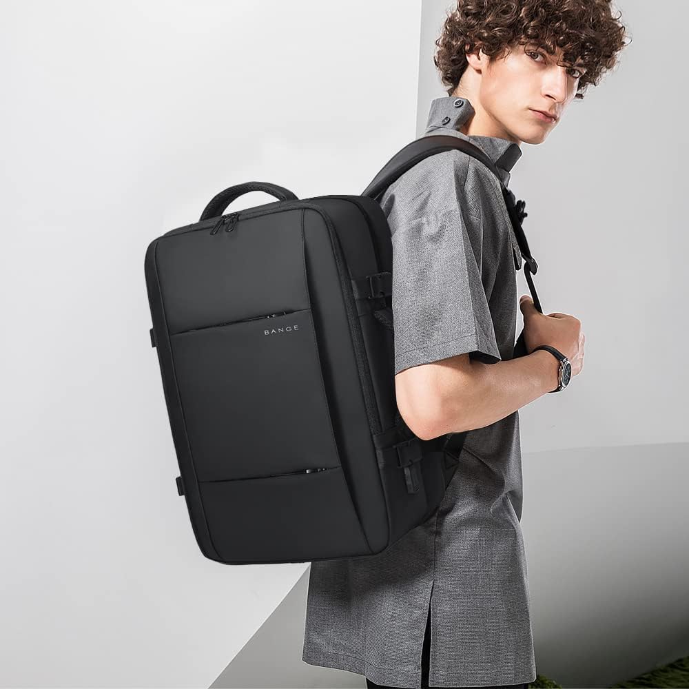 Compact 26L travel backpack, unexpanded view. Waterproof, anti-theft, with accessible laptop sleeve.