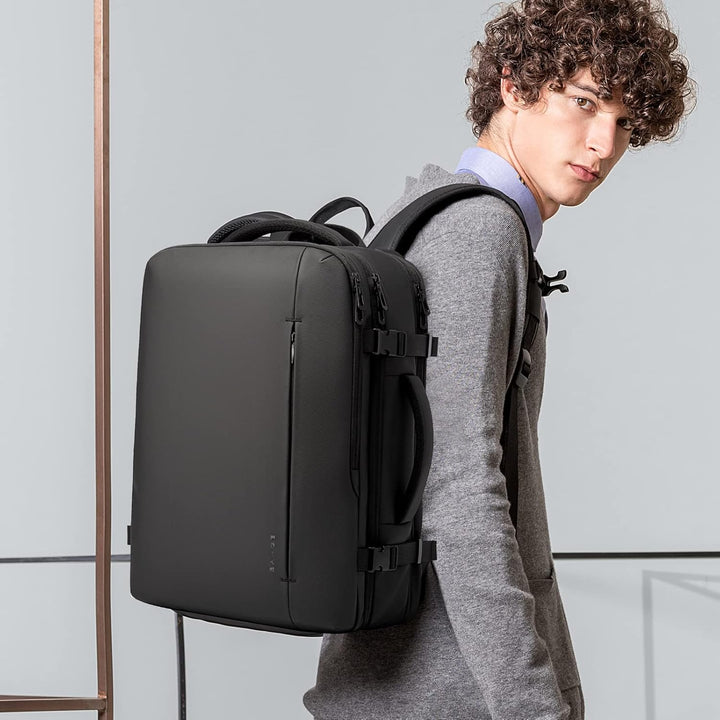 High-capacity 26-45L expandable travel backpack. Waterproof, anti-theft, with a secure laptop sleeve.