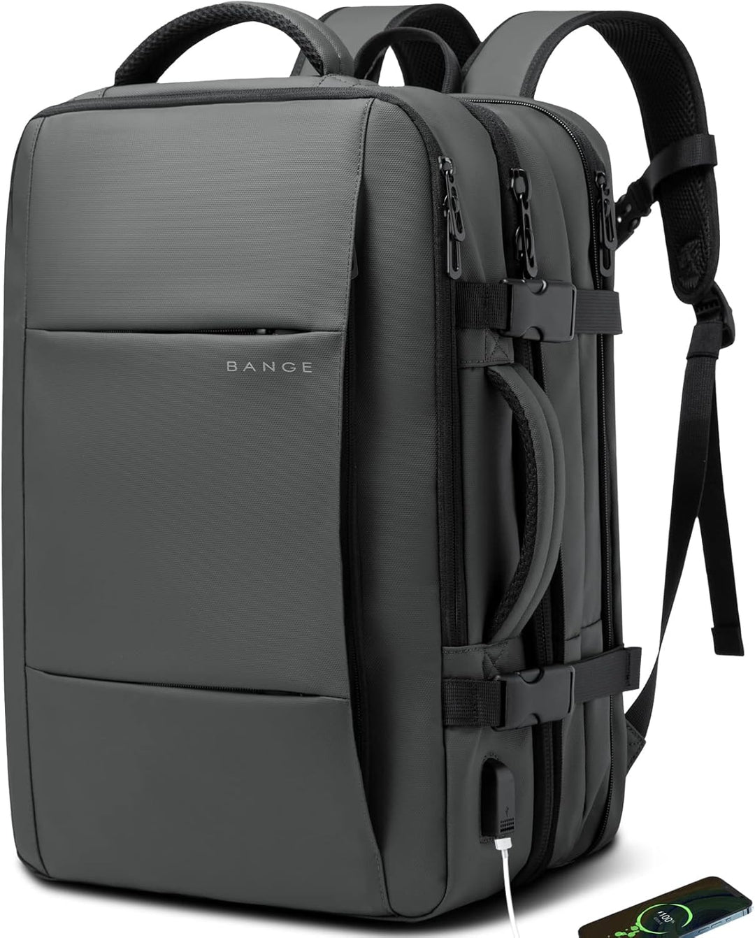 Modern 26-45L expandable travel backpack. Waterproof, anti-theft, laptop sleeve for tech-savvy travelers.