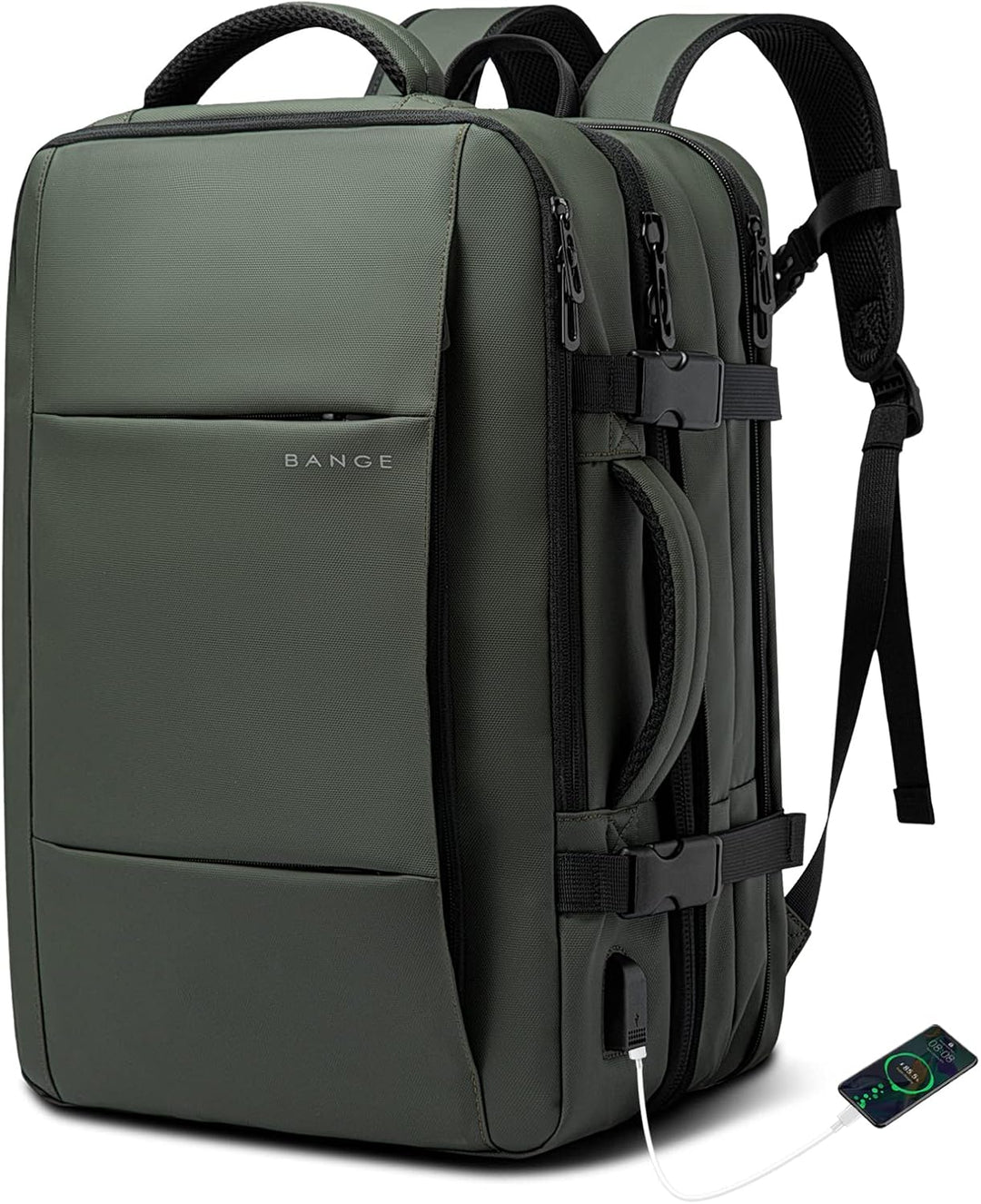 Organized 26-45L expandable travel backpack. Waterproof, anti-theft, with a comfortable duffle carry.