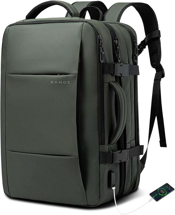 Organized 26-45L expandable travel backpack. Waterproof, anti-theft, with a comfortable duffle carry.