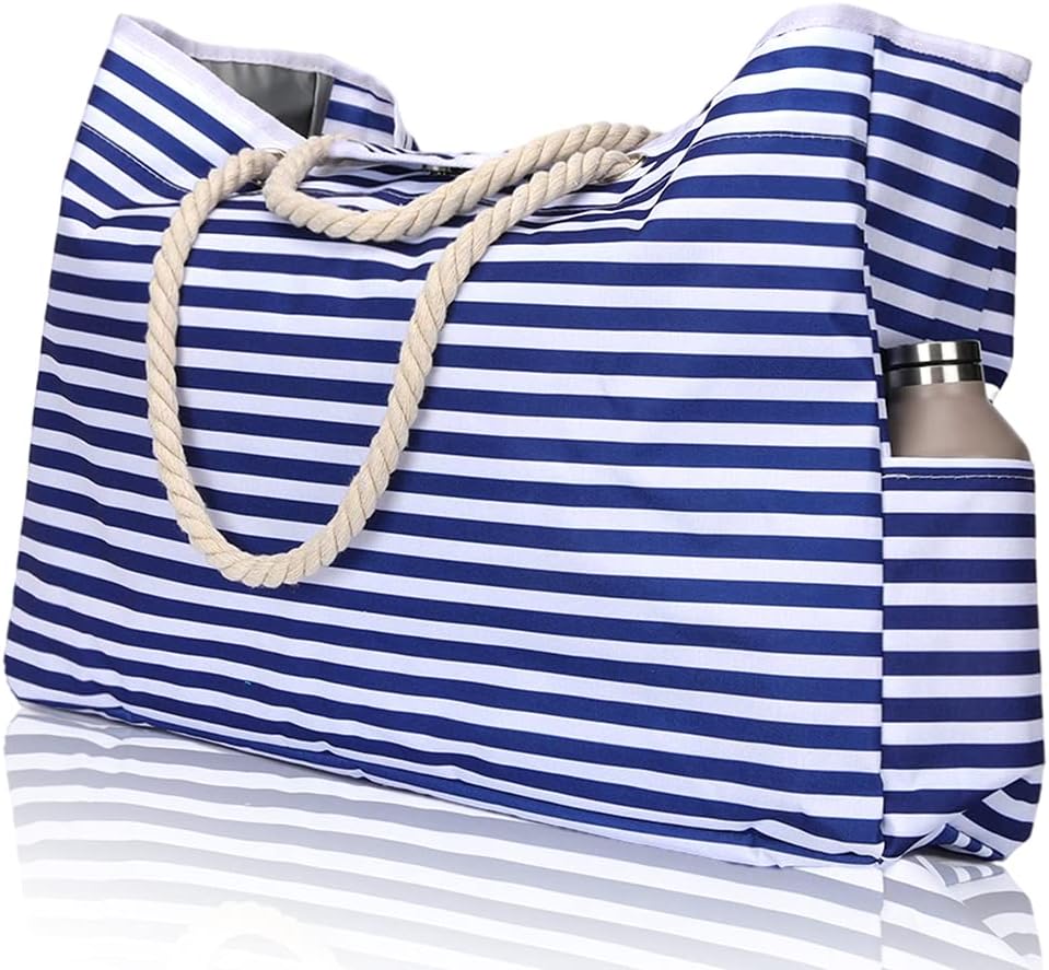 Unisex waterproof gym bag & extra large beach tote, includes bonus travel case for versatile use & organization.