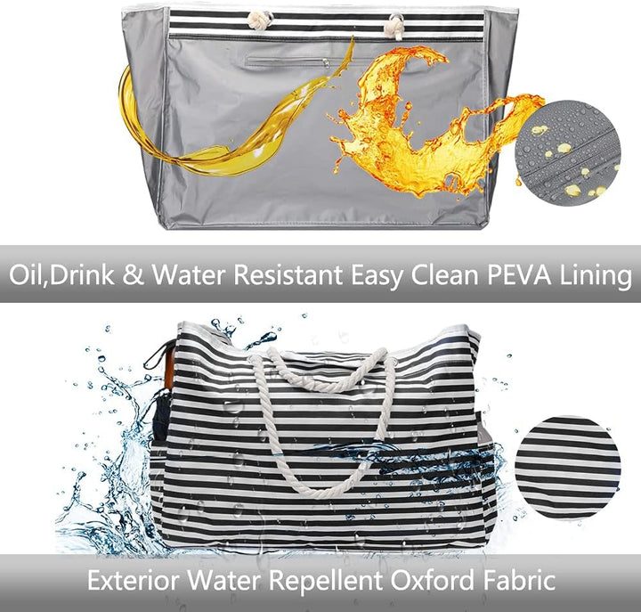 Unisex waterproof travel bag & beach tote with bonus case. Great for vacations, gym, and as a carry-on.