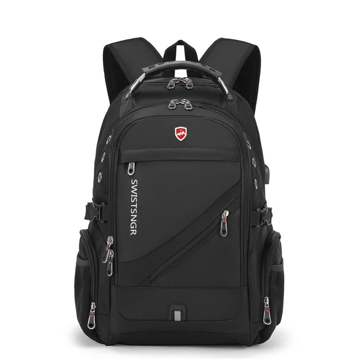 Unisex extra-large waterproof laptop backpack with USB charging port, ideal for travel & daily commute.