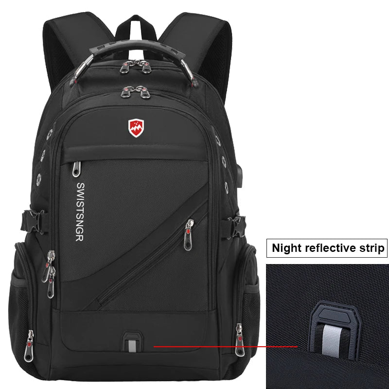 Modern unisex school backpack, extra-large, waterproof, suitable for laptops & equipped with USB charging.
