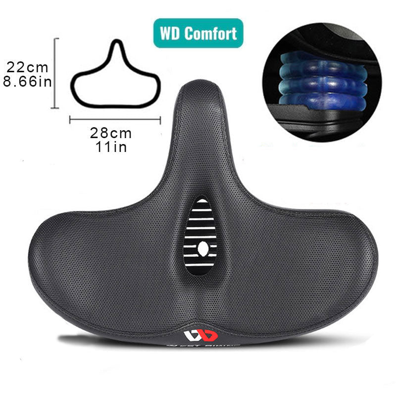 Unisex comfortable bike seat: extra wide padded bicycle saddle for an improved riding experience.