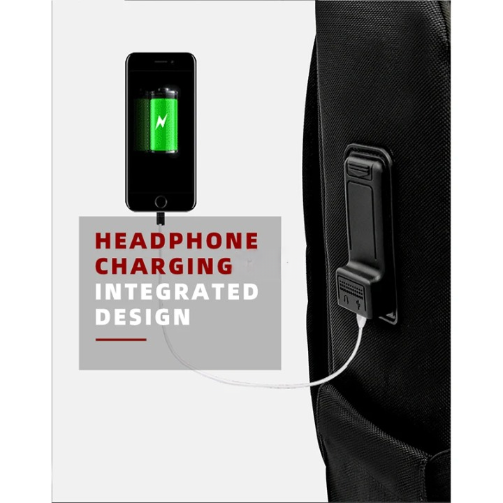 Modern unisex anti-theft backpack: fingerprint lock, USB charge, laptop compartment. Perfect for travel & work.