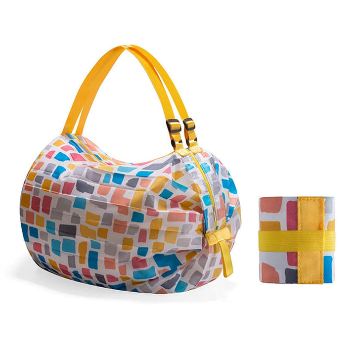 Unisex foldable large shopping tote bag, reusable & durable for groceries. Eco-friendly oxford fabric shoulder bag.