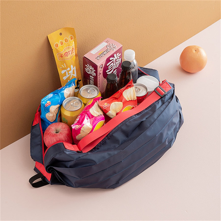 Durable oxford fabric foldable shopping tote bag. Large capacity, reusable for groceries & everyday errands.