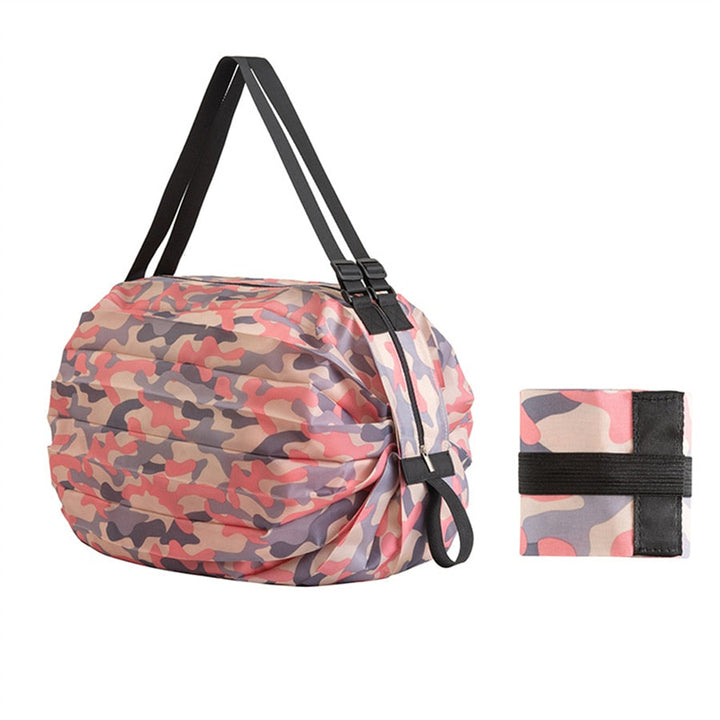 Eco-friendly foldable large shopping tote. Unisex, reusable shoulder bag for groceries, travel, and storage.