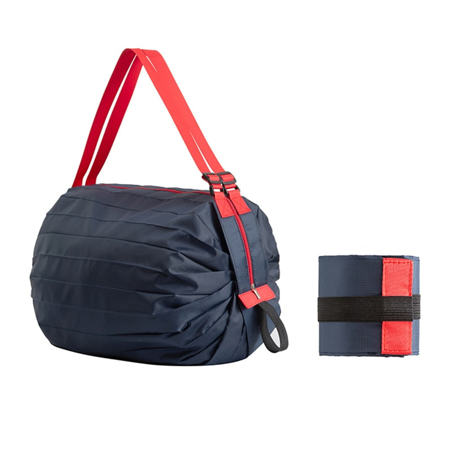 Unisex reusable shoulder bag, foldable & large for shopping. Durable oxford fabric grocery & travel tote.