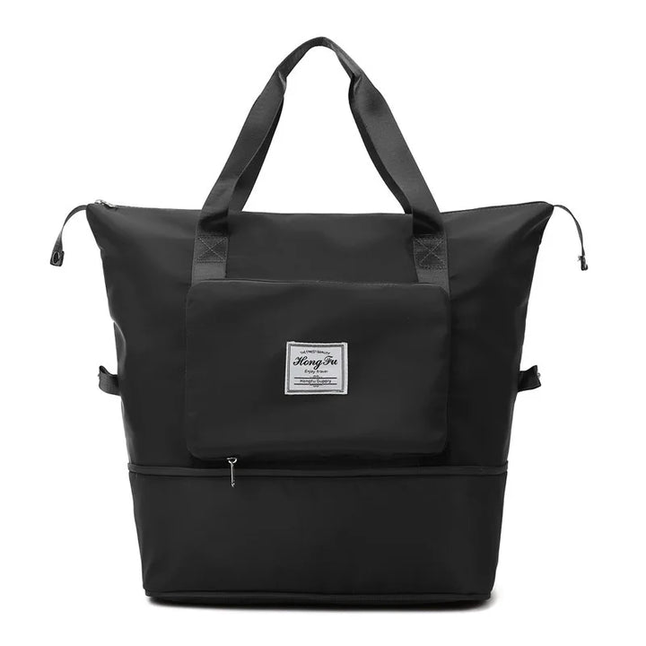 Compact FlexCarry folding travel bag, ideal as a carry-on, gym bag, or weekender luggage for men & women.