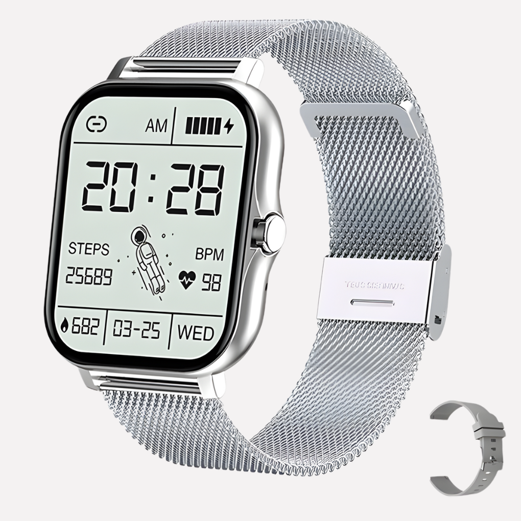 Smartwatch with GPS tracking & emergency call. Unisex safety device for daily use. Rechargeable personal alarm.