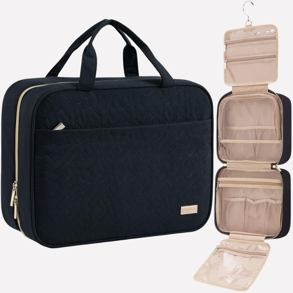 Compact unisex travel toiletry bag, perfect for organizing cosmetics & wash essentials on the go.