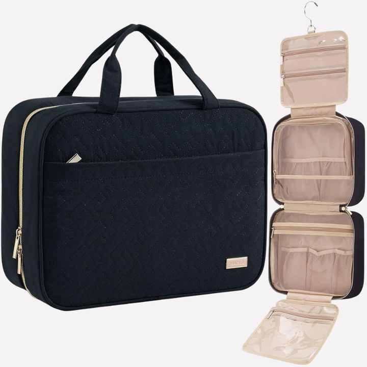 Compact unisex travel toiletry bag, perfect for organizing cosmetics & wash essentials on the go.