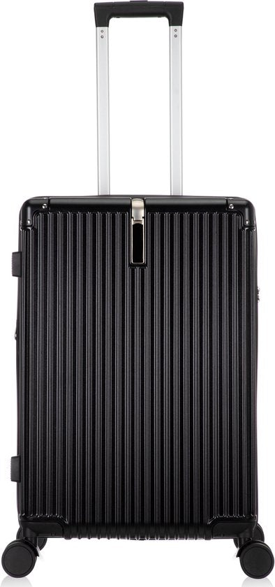 Modern hardshell spinner suitcase, USB charging & smart features for ultimate travel ease.