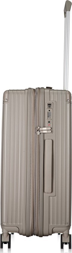 Expandable hard case luggage with USB charging port, ideal for modern travelers and tech.
