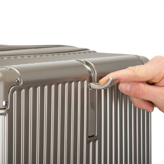 Hard case luggage with integrated USB charging, keeps all your devices powered on the go.