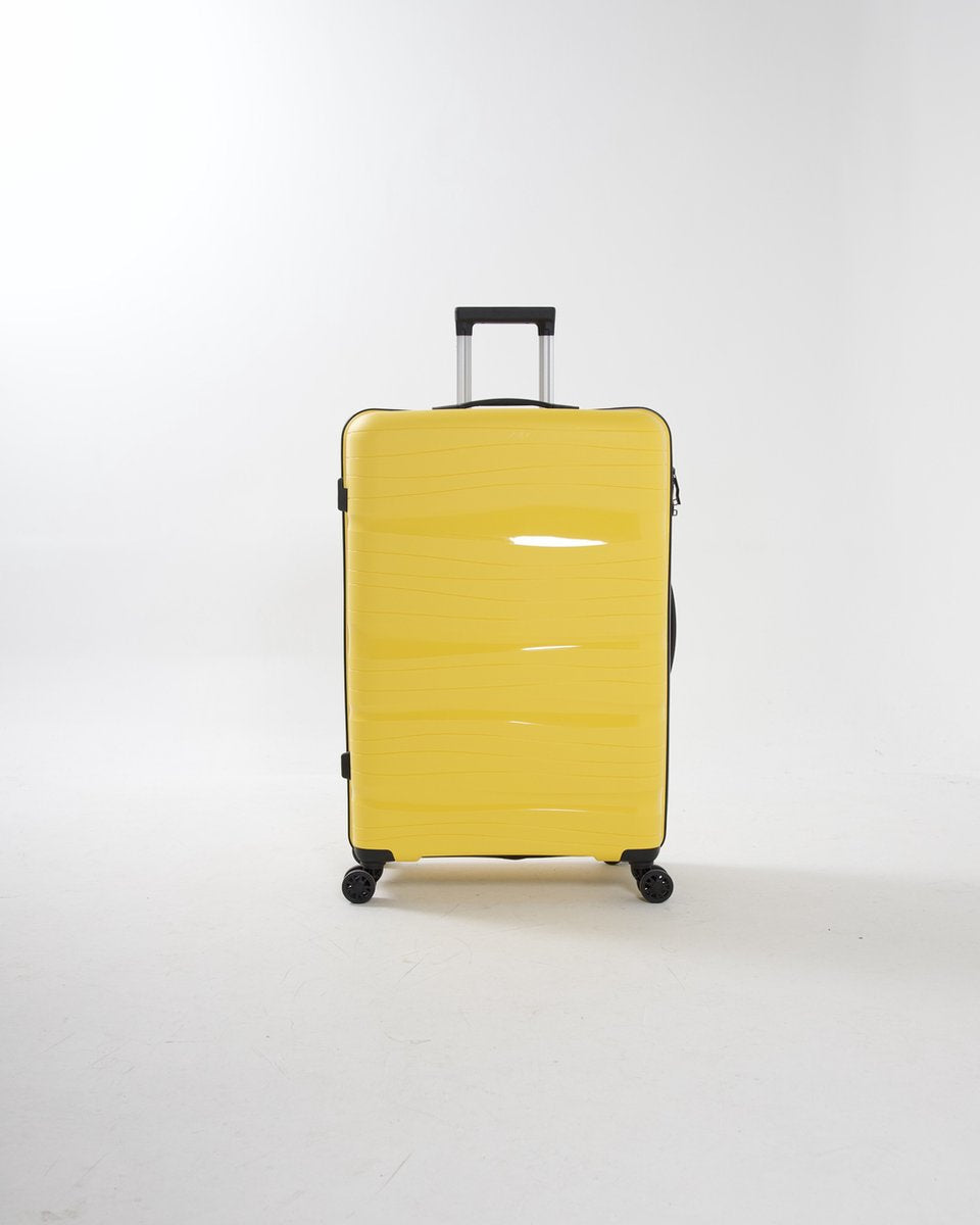 Robust hard-shell travel suitcase, ideal for organized packing on any business or weekend trip.