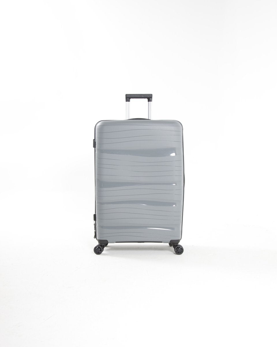 Sleek unisex hard-shell suitcase, durable and lightweight travel baggage for modern journeys.