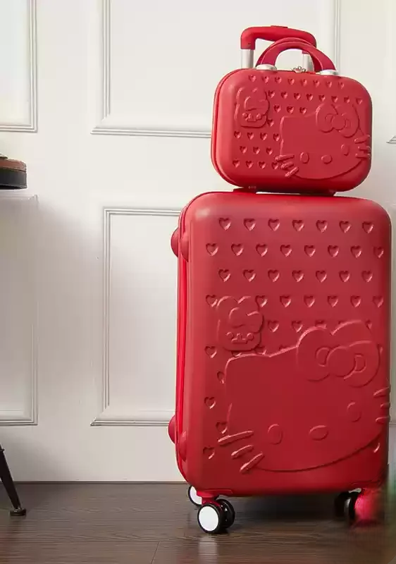 Complete unisex hard shell suitcase set. Playful cat design, durable & lightweight spinner luggage for travel.