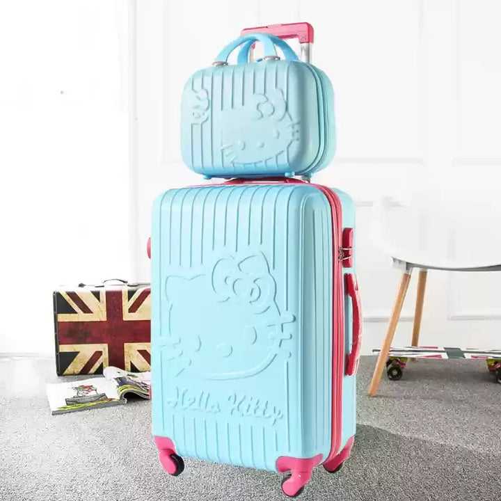 Unisex hard shell luggage set with cute cat design. Durable, lightweight spinner travel bags for all your essentials.