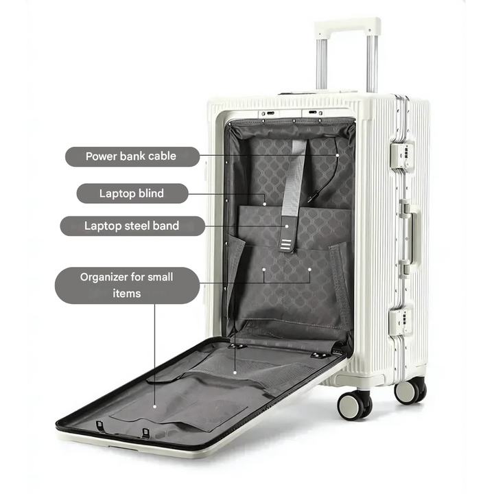 Sleek hardshell carry-on luggage, Manhattan Pro, ideal for short trips, with smart charging.