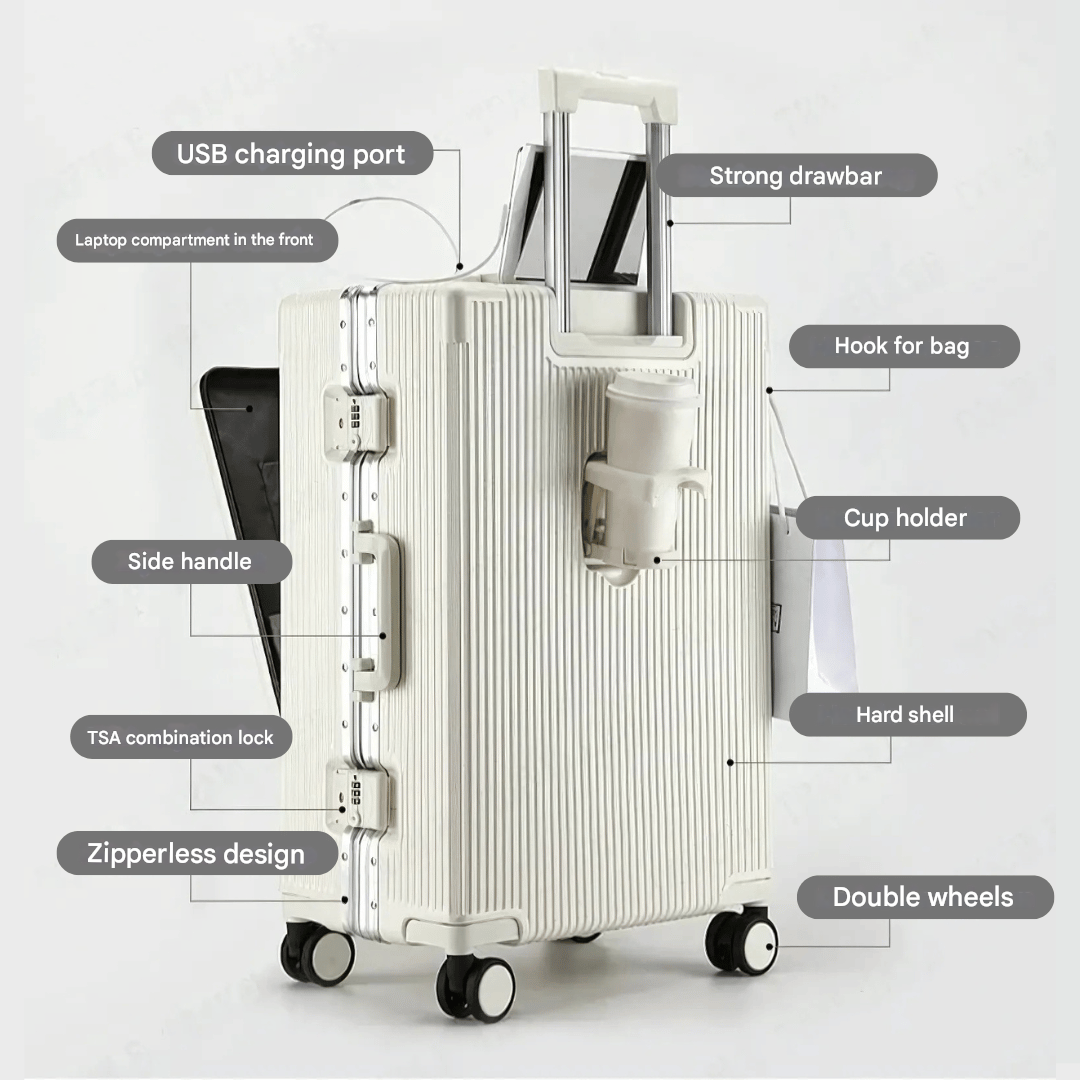 Lightweight hardshell carry-on, Manhattan Pro, designed for easy short-trip travel with smart features.