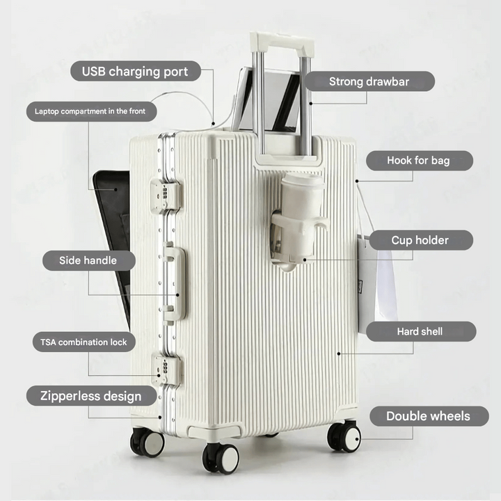 Lightweight hardshell carry-on, Manhattan Pro, designed for easy short-trip travel with smart features.
