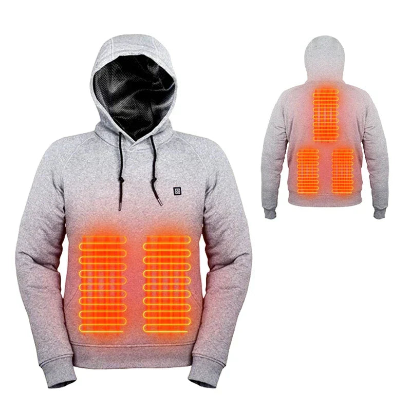 Versatile unisex heated hoodie, perfect warm jacket for winter clothing & outdoor gear. Instant warmth guaranteed.
