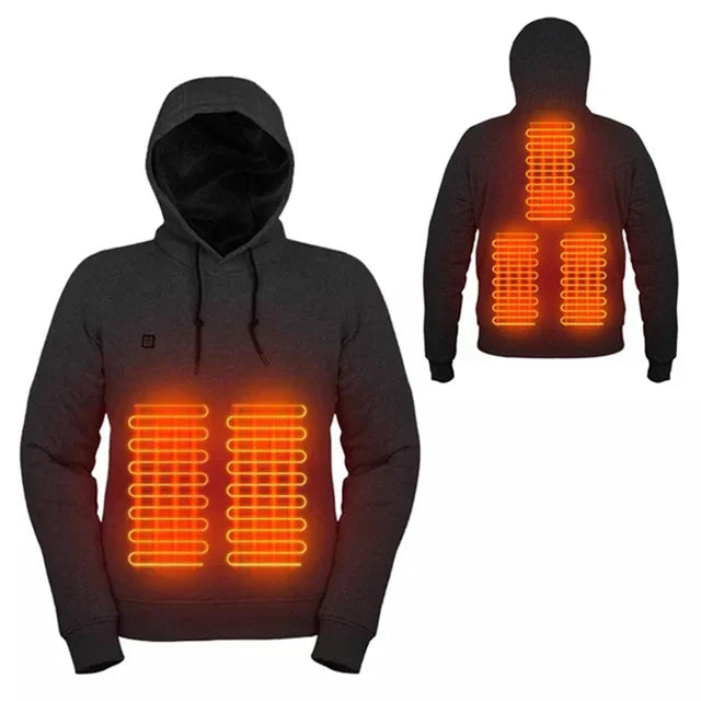 Modern electric heated hoodie, offering ultimate warmth. A cozy, unisex sweatshirt for cold weather comfort & style.