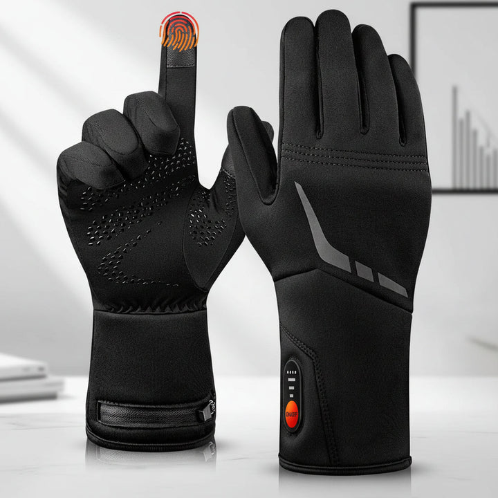 Heated ski gloves, waterproof with touchscreen compatibility for men & women on the slopes.