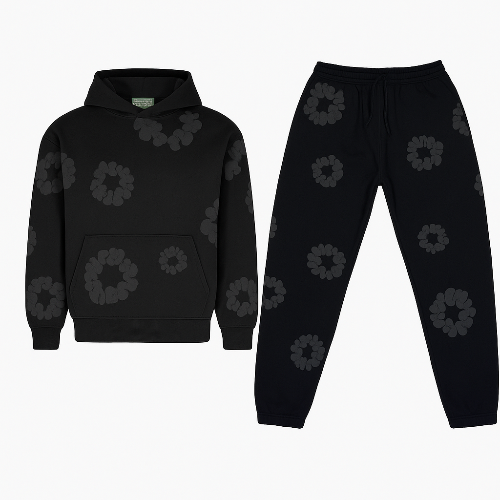 Unisex hoodie with bold white floral graphics on black cotton, combines style and comfort for a standout look.