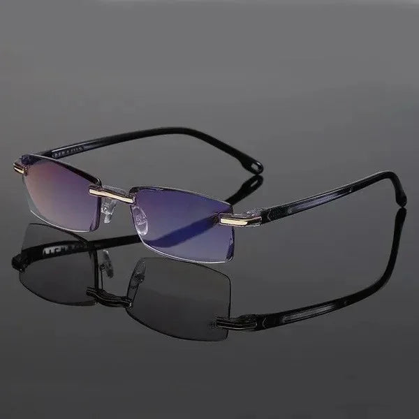 Unisex indestructible multifocal reading glasses with durable TR90 flexible frame, ideal for computer and daily use.