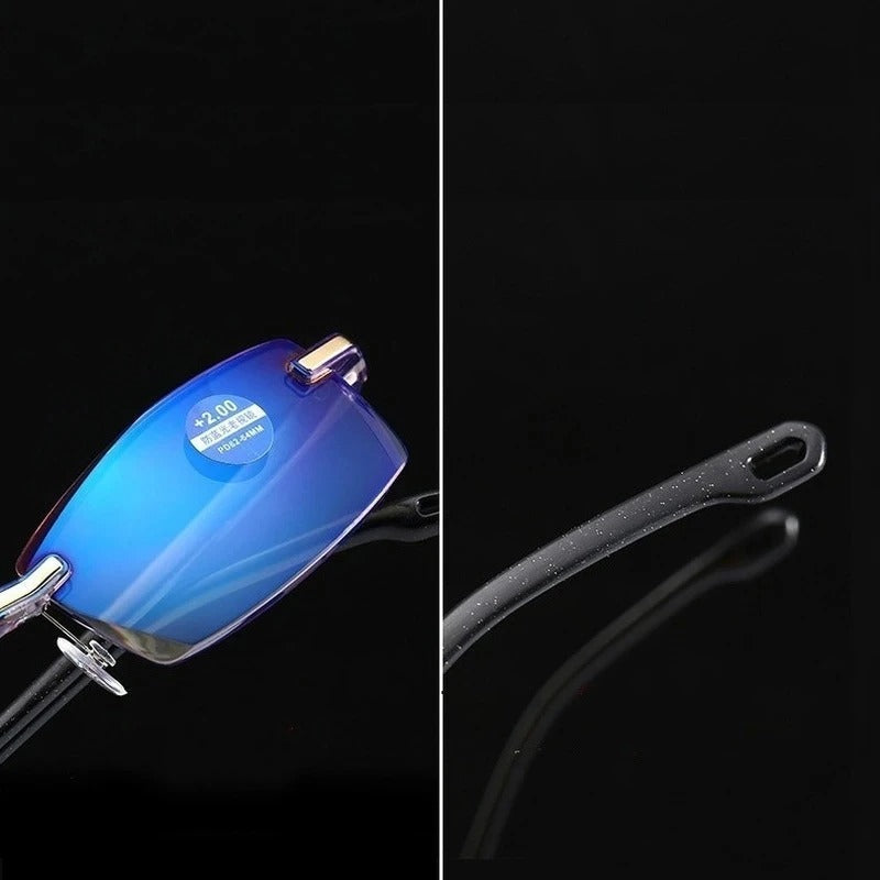 Black multifocal reading glasses providing clear vision for close-up and intermediate tasks, with an indestructible TR90 frame.