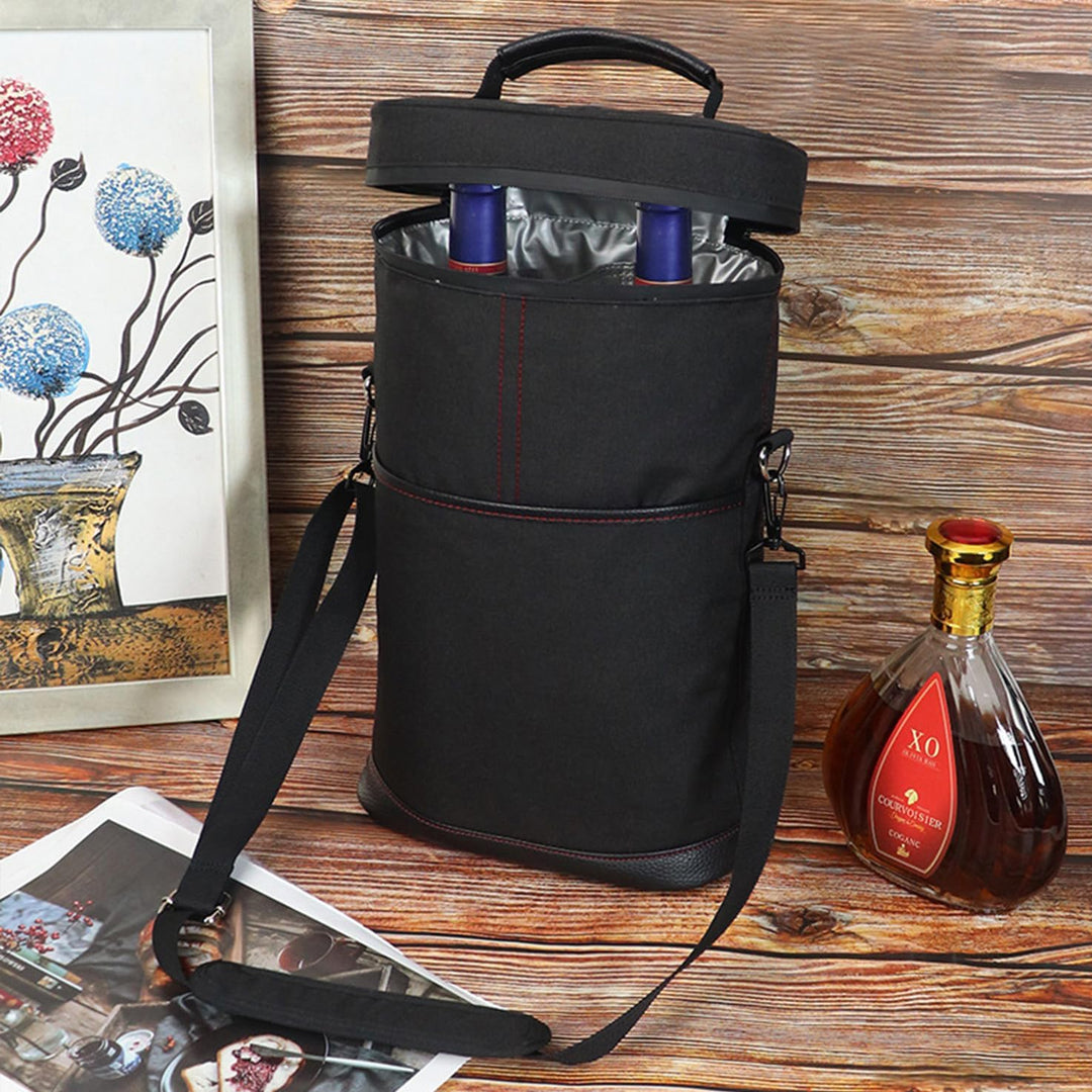 Practical insulated wine carrier bag, keeps two bottles protected and chilled for any journey.