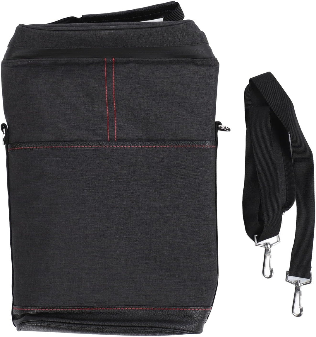 Compact insulated wine bottle cooler tote, designed for easy transport of two bottles.