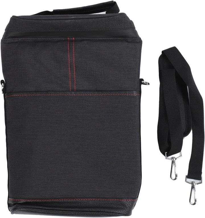 Compact insulated wine bottle cooler tote, designed for easy transport of two bottles.