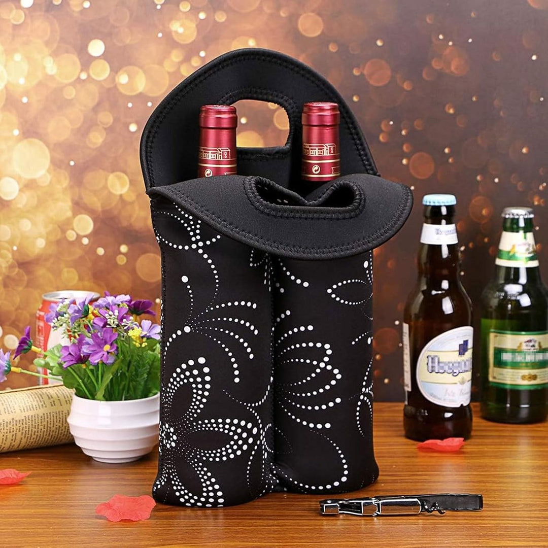 Unisex insulated wine bottle carrier, a versatile travel accessory for two.