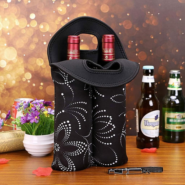 Unisex insulated wine bottle carrier, a versatile travel accessory for two.
