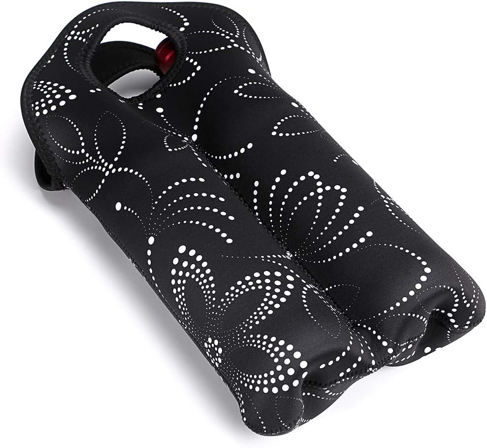 Picnic-ready insulated wine bag, carries two bottles chilled for outdoor fun.