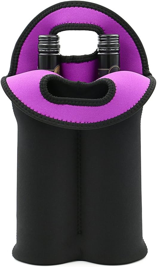 Functional insulated beverage tote, fits two wine bottles securely for trips.